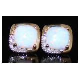 10kt Gold Cushion Opal & Diamond 1.5 gramsStud Ear