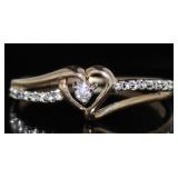 10kt Gold Brilliant Diamond Accent Heart Ring