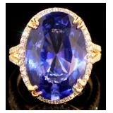 14kt Gold 15.95ct Sapphire & Diamond Ring