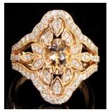 14kt Gold Oval 1.95 ct Morganite & Diamond Ring