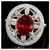 14kt Gold 4.48 ct Ruby & Diamond Ring