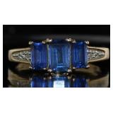 10kt Gold Sapphire & Diamond 3-Stone Ring