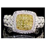 Genuine Pave' Fancy Yellow Diamond Designer Ring
