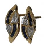 18kt Gold Antique Style Sapphire & Diamond Earring
