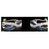 Elegant Blue & Black Diamond Accent Earrings