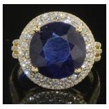 14kt  Gold 6.92 ct Sapphire & Diamond Ring
