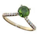 14k Gold 1.36 ct Green Diamond Ring