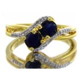 Natural 1.21 ct Sapphire & Diamond 2 Stone Ring