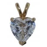 14kt Gold White Topaz Heart Pendant