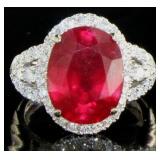 14kt Gold 11.21 ct Ruby & Diamond Ring