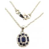 14kt Gold 1.35ct Sapphire & Diamond Necklace