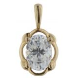 14kt Gold Oval White Topaz Pendant