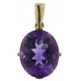 14kt Gold Natural Oval Amethyst Pendant