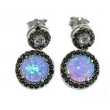 Australian Blue Opal & Macrasite Dangle Earrings