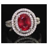 14kt Gold 4.49 ct Ruby and Diamond Ring