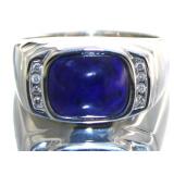 Gent's Natural Lapis & Diamond Ring