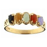 14kt Gold Natural Antique Style Jade Ring