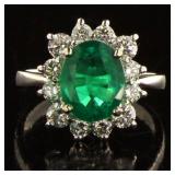 14kt Gold 4.12 ct Oval Emerald & Diamond Ring