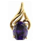 14kt Gold Brilliant Oval Amethyst Pendant