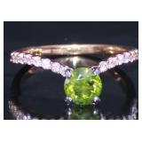 14k Rose Gold 1.04 ct Round Green Diamond Ring