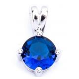 Round Cut 2.00 ct Sapphire Solitaire Pendant