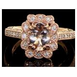 14kt Rose Gold 1.40 ct Morganite & Diamond Ring