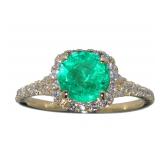 14kt Gold 1.69 ct Emerald & Diamond Ring