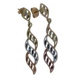 10kt Gold Tri-Colored Dangle Earrings