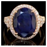 14kt Rose Gold Oval 9.61 ct Sapphire/Diamond Ring