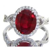 14kt Gold 5.27 ct Oval Ruby & Diamond Ring