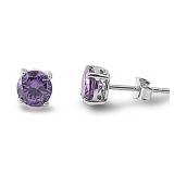 Round 2.25 ct Amethyst Solitaire Earrings