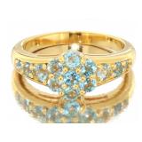 Genuine 1.00 ct Sky Blue Topaz Cluster Ring