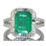 14k Gold 3.80 ct Emerald & Diamond Ring