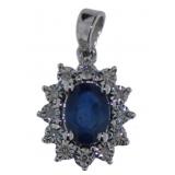 10kt Gold Natural Sapphire & Diamond Pendant