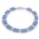 Radiant Cut Fire Blue Opal Tennis Bracelet