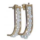 14kt Gold Freshwater Pearl Hoop Earrings