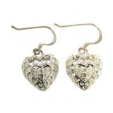 Genuine Diamond Heart Dangle Earrings