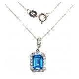 Emerald Cut London Blue Topaz Pendant