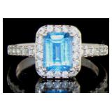 Emerald Cut London Blue Topaz Fashion Ring