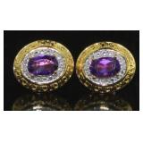 Genuine Amethyst & Diamond Accent Earrings