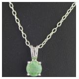 Genuine 1.00 ct Indian Emerald Solitaire Pendant