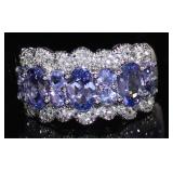 Natural 2.38 ct Tanzanite & Zircon Ring