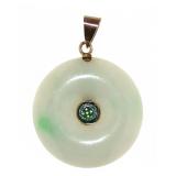 14kt Gold Vintage Natural Jade Pedant