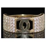 14kt Gold White Topaz Chanel Inspired Ring