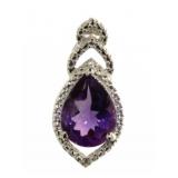 Genuine 2.77 ct Amethyst & Diamond Pendant