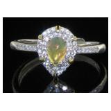 Genuine Pear Cut White Opal Designer Ring