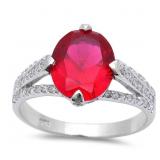 Stunning Oval 4.00 ct Ruby & White Topaz Ring