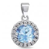 Brilliant 2.00 ct Blue Topaz Halo Pendant