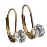 10kt Gold Round White Topaz Earrings