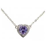 Beautiful Amethyst & White Topaz Heart Necklace